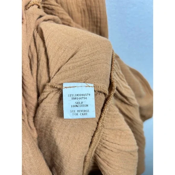 Davi & Dani Cotton Gauze Dress Womens Large Orange Boho Midi Pockets Lagen Look - Picture 8 of 9